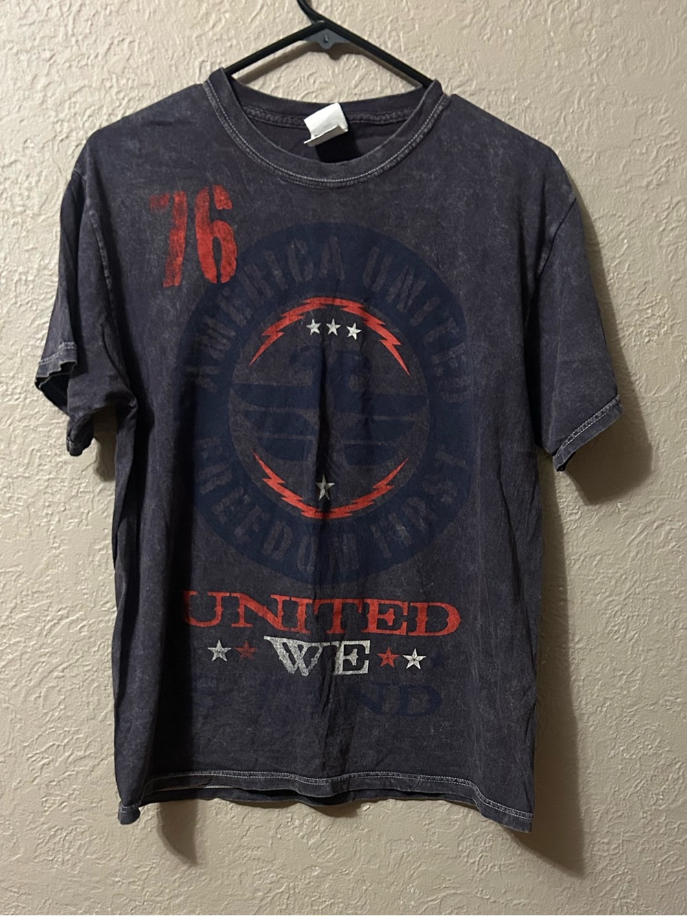 Fruit of the Loom Navy Graphic Short Sleeve Tee with Red Print